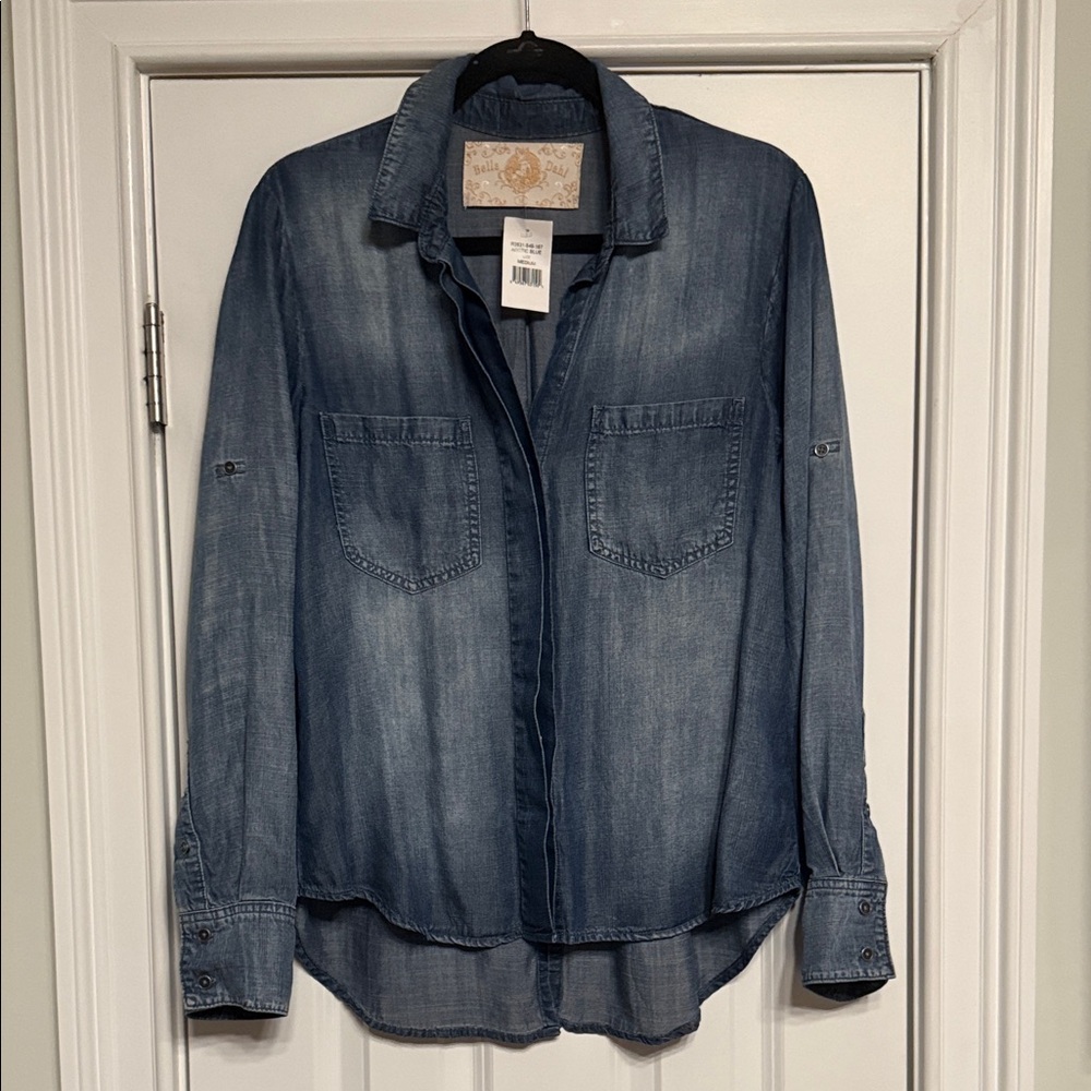 Bella Dahl Arctic Blue Denim Long Sleeve Button Down Shirt - Size Medium
